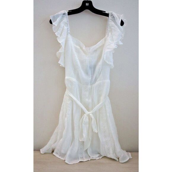 Fashion Nova FE22F048 Women's Sz L White Lace Detail Shannon Mini Dress - Picture 4 of 14